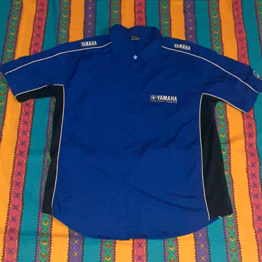 90s Yamaha Factory Racing Button Up Motorsports Race Shirt Vintage Off Road
